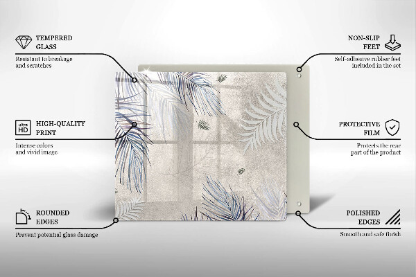 Tábua de corte de vidro Folhas sutis