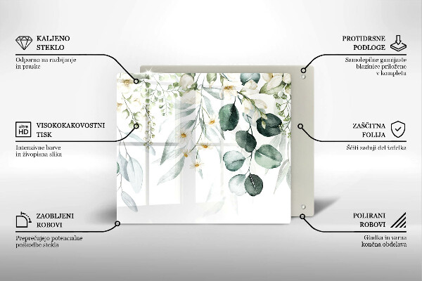 Tábua de vidro Plantas em aquarela