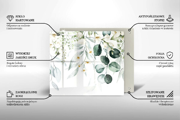 Tábua de vidro Plantas em aquarela