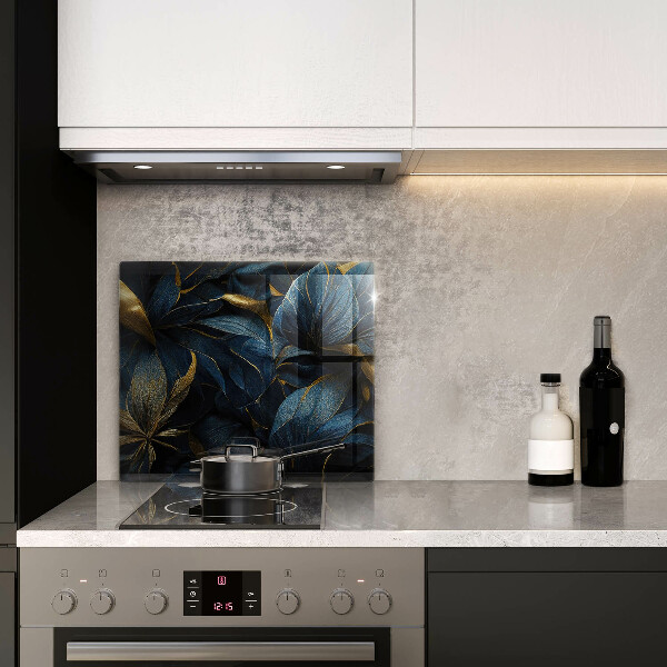Tábua de cortar de vidro Folhas decorativas com ouro