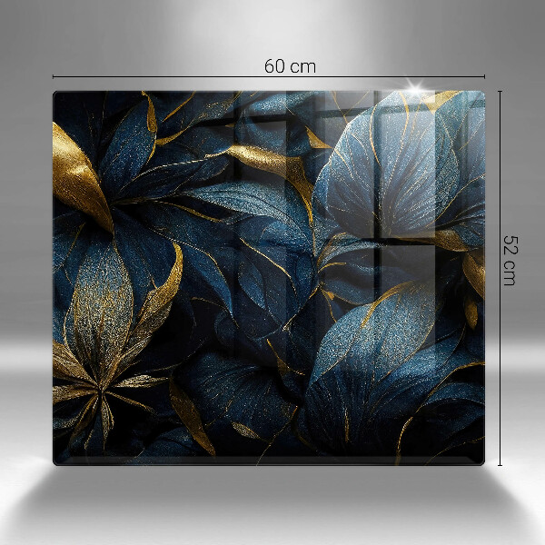 Tábua de cortar de vidro Folhas decorativas com ouro