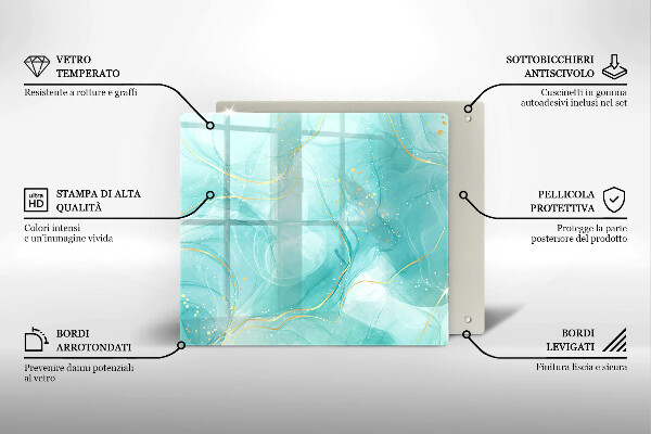 Tábua para cozinha Abstração azul e dourada