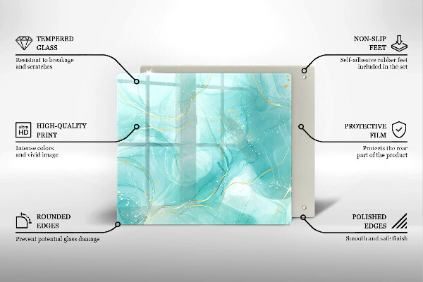 Tábua para cozinha Abstração azul e dourada