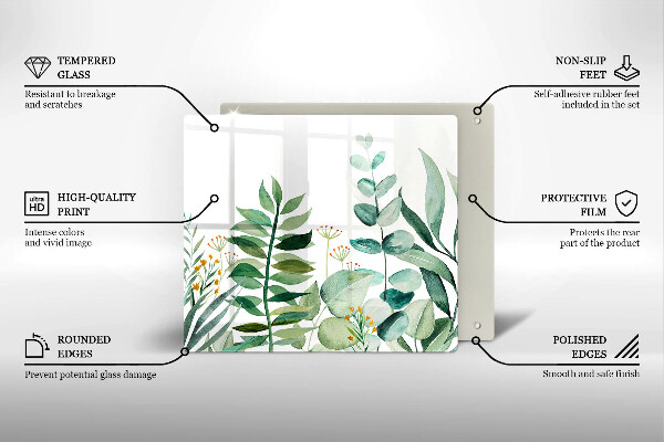 Tábua de vidro Ilustração de folhas de plantas