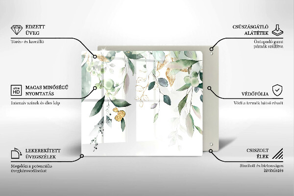 Tábua para cozinha Folhas de aquarela