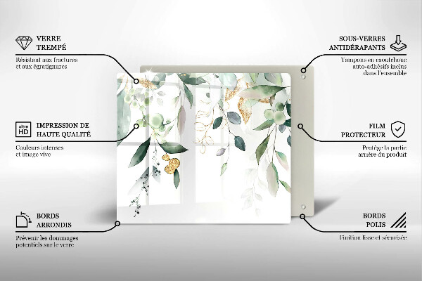 Tábua para cozinha Folhas de aquarela