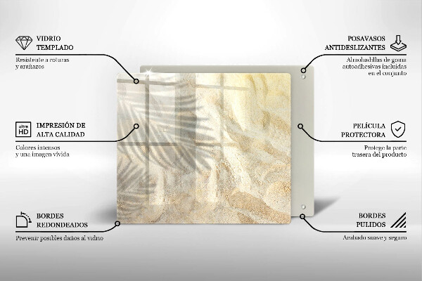 Tábua cozinha Folhas de palmeira e areia