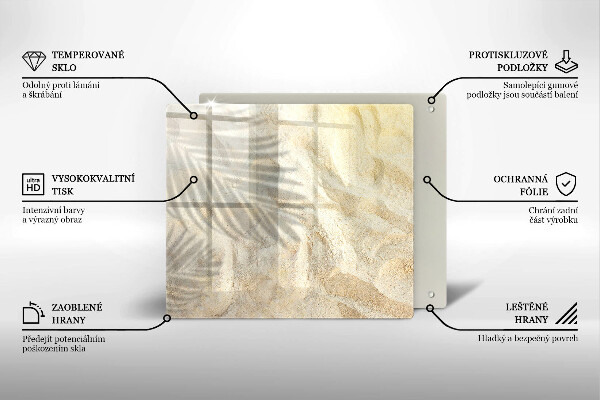 Tábua cozinha Folhas de palmeira e areia