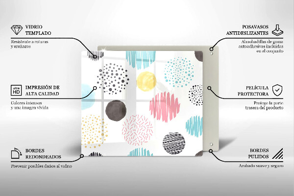 Tábua de vidro Formas pintadas