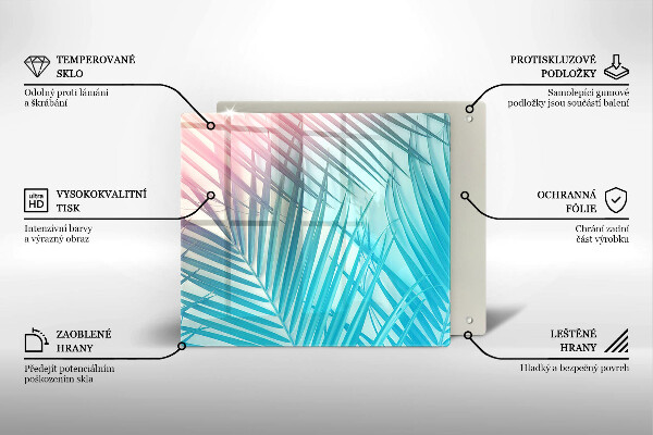 Tábua de corte de vidro Folhas pastéis