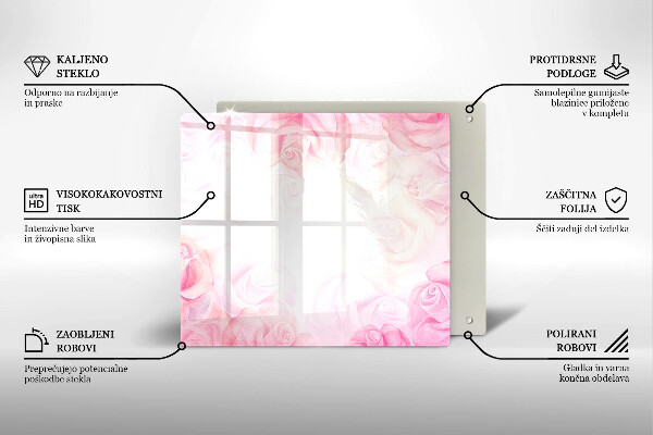 Tábua de vidro Fundo de rosas delicadas