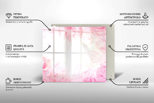 Tábua de vidro Fundo de rosas delicadas