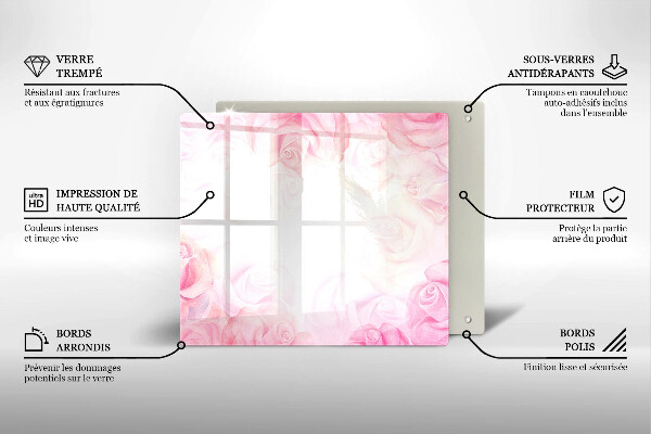 Tábua de vidro Fundo de rosas delicadas
