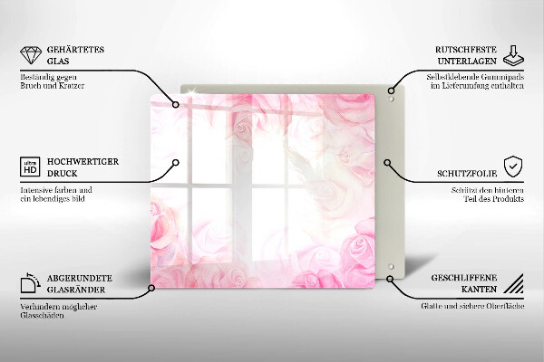 Tábua de vidro Fundo de rosas delicadas