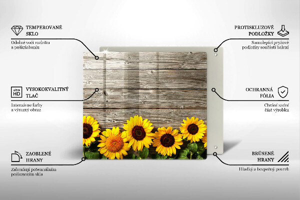 Tábua de cortar de vidro Girassóis em tábuas
