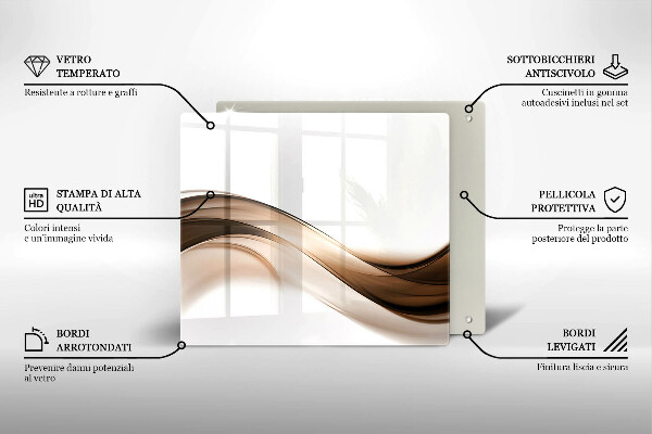 Tábua de vidro Linhas marrons abstratas