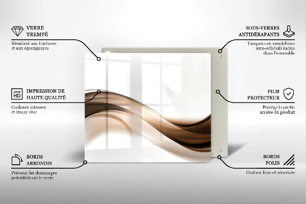 Tábua de vidro Linhas marrons abstratas