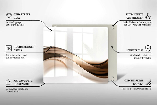 Tábua de vidro Linhas marrons abstratas