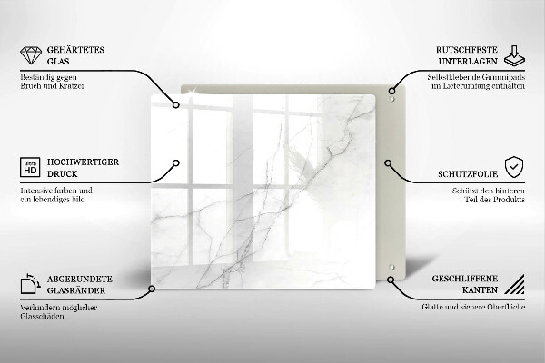 Tábua de corte de vidro Fundo de pedra de mármore