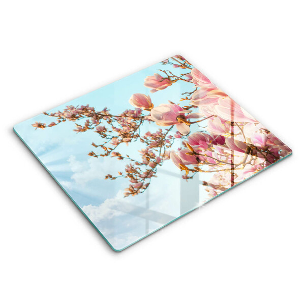 Tábua de cortar de vidro Árvore de flores rosa