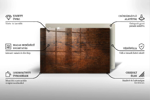 Tábua de cortar de vidro Placa de madeira escura
