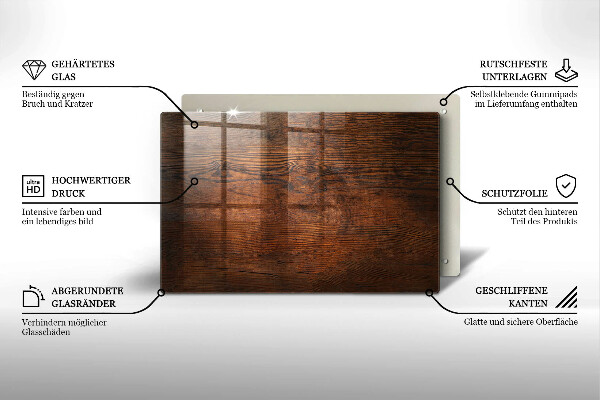 Tábua de cortar de vidro Placa de madeira escura