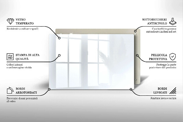 Tábua de cortar de vidro Cor branca