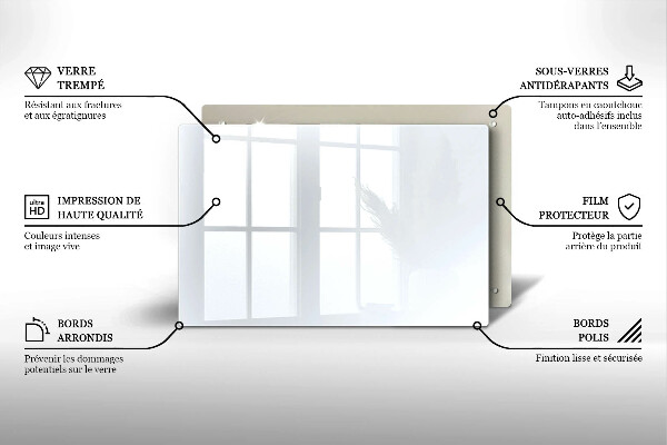 Tábua de cortar de vidro Cor branca