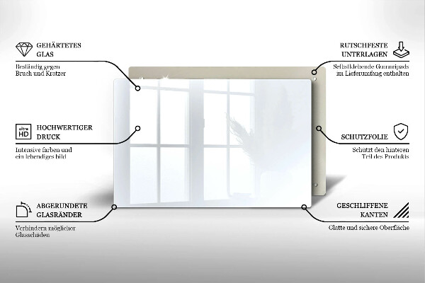 Tábua de cortar de vidro Cor branca