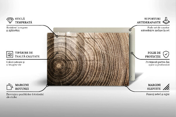 Tábua de cortar alimentos Anéis de árvores de madeira