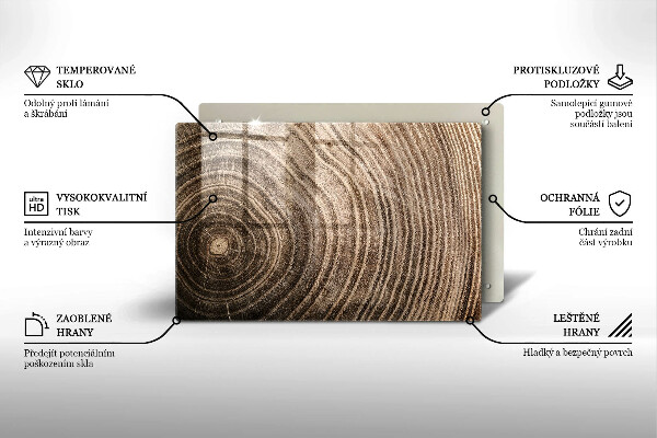 Tábua de cortar alimentos Anéis de árvores de madeira