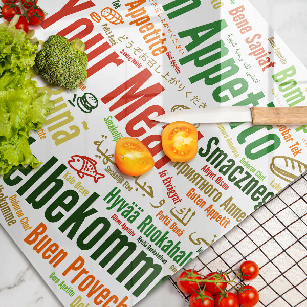 Tábua de cortar Bon appetit legendas idiomas