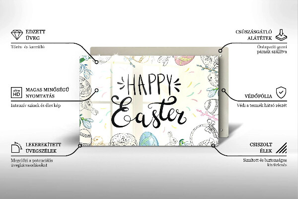 Tábua de vidro Inscrição de Feliz Páscoa