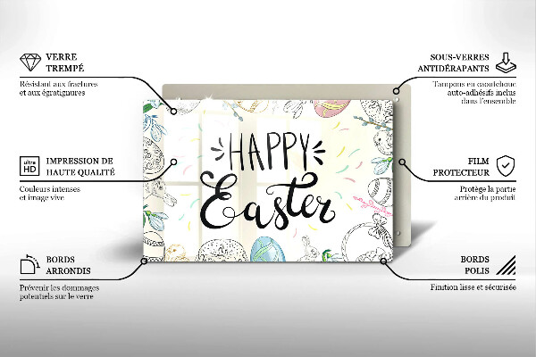 Tábua de vidro Inscrição de Feliz Páscoa