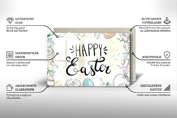 Tábua de vidro Inscrição de Feliz Páscoa