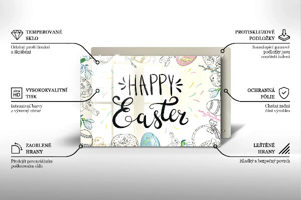 Tábua de vidro Inscrição de Feliz Páscoa