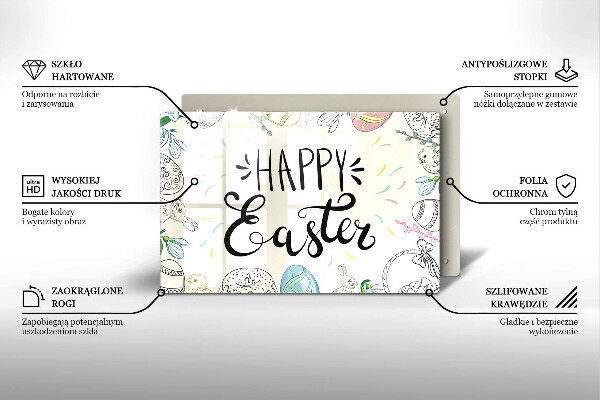 Tábua de vidro Inscrição de Feliz Páscoa