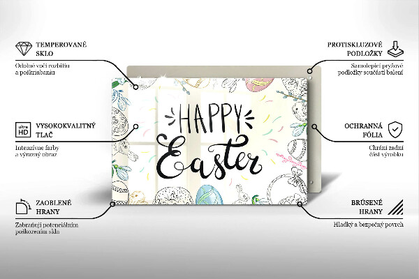 Tábua de vidro Inscrição de Feliz Páscoa