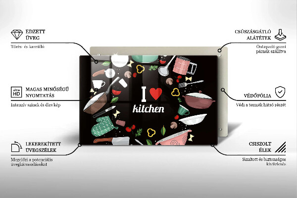 Tábua de cortar Eu amo ilustração de cozinha