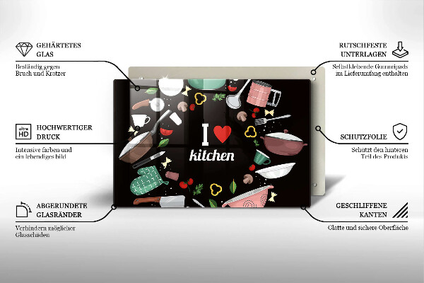 Tábua de cortar Eu amo ilustração de cozinha