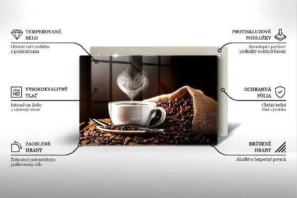 Tábua de corte Café e uma xícara