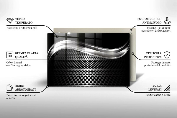 Tábua de cortar de vidro Estrutura metálica