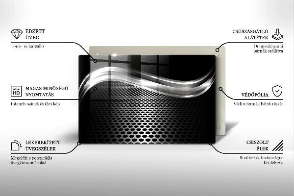 Tábua de cortar de vidro Estrutura metálica