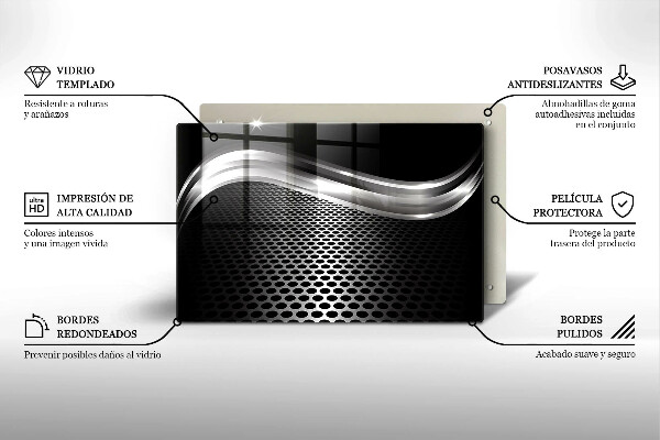 Tábua de cortar de vidro Estrutura metálica