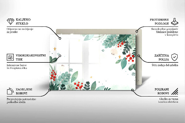 Tábua de vidro Folhas de aquarela