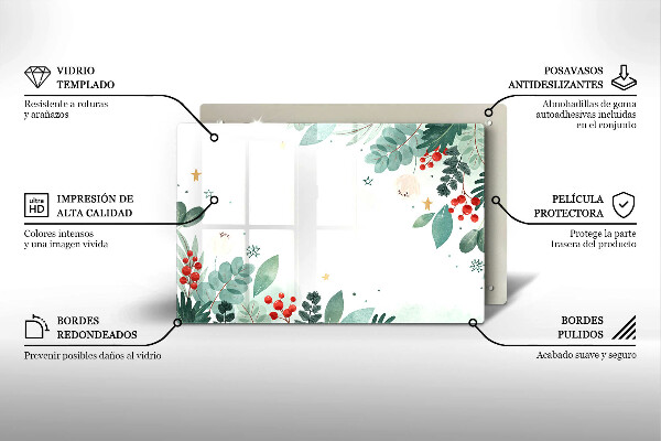 Tábua de vidro Folhas de aquarela