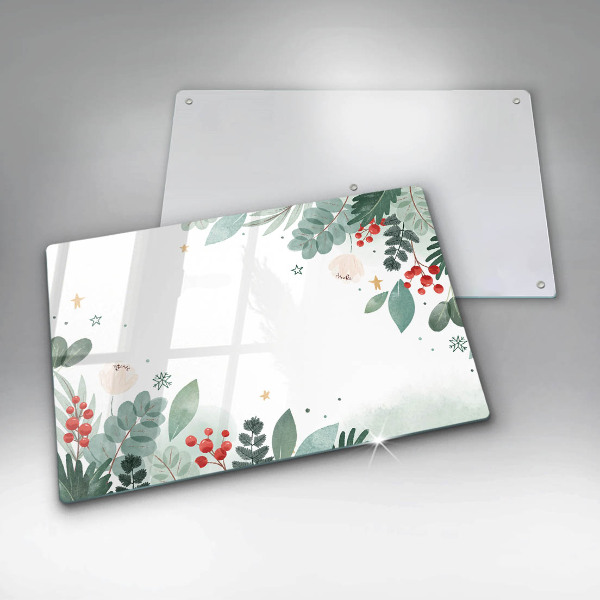 Tábua de vidro Folhas de aquarela