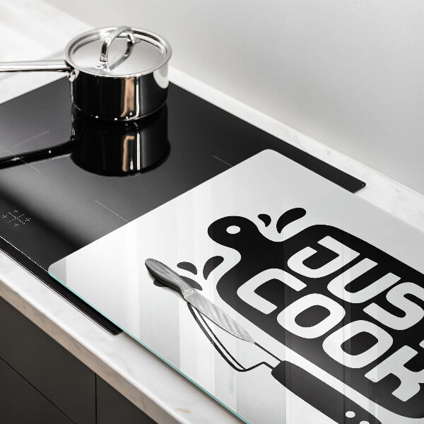 Tábua de cortar de vidro Placa de cozinha "Just Cook"