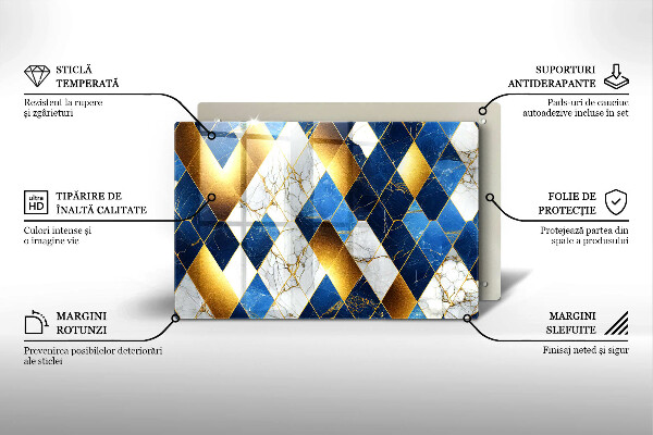 Tábua para corte Mármore losango dourado