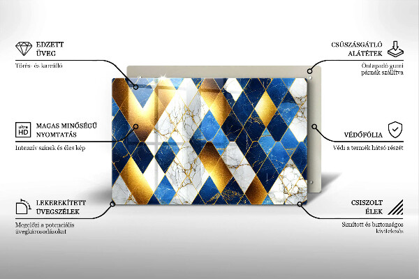 Tábua para corte Mármore losango dourado